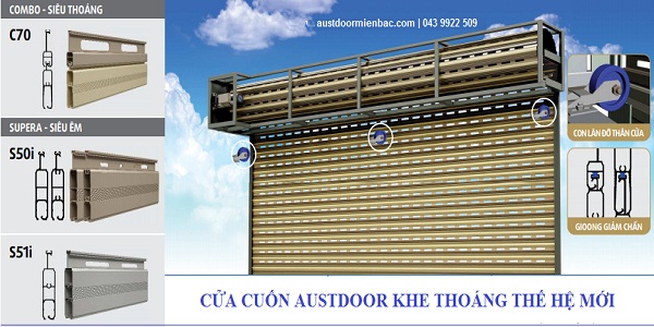 cửa cuốn khe siêu thoáng Austdoor, cửa cuốn Úc, Austdoor, combo c70, s50i, s51i, cứa cuốn Austdoor